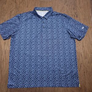 Maelreg Performance Polo Shirt Mens Sz 3XL Blue Palm Trees Wicking Stretch Golf